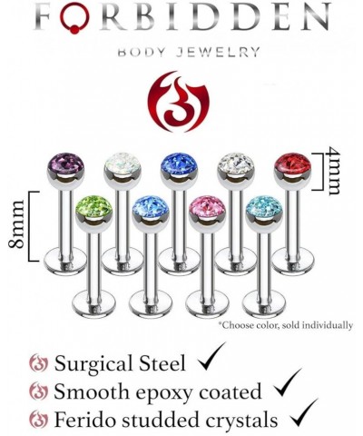 16g 8mm Surgical Steel Ferido Crystal 4mm Top Cartilage & Labret Stud (Choose Color) Purple $7.64 Body Jewelry