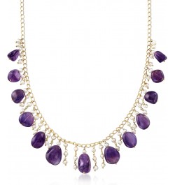 Cultured Pearl and 100.00 ct. t.w. Amethyst Drop Necklace in 18kt Gold Over Sterling. 18 inches $36.40 Necklaces