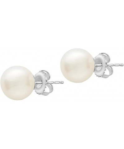 14K Gold AAAA Round White Freshwater Cultured Pearl Classic Bridal Stud Earrings - Choice of Pearl Size White Gold 6.0-6.5 mm...