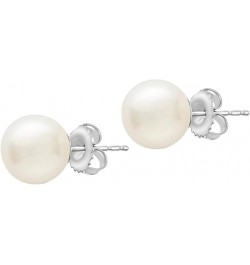 14K Gold AAAA Round White Freshwater Cultured Pearl Classic Bridal Stud Earrings - Choice of Pearl Size White Gold 6.0-6.5 mm...