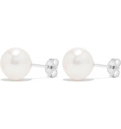 14K Gold AAAA Round White Freshwater Cultured Pearl Classic Bridal Stud Earrings - Choice of Pearl Size White Gold 6.0-6.5 mm...