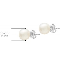 14K Gold AAAA Round White Freshwater Cultured Pearl Classic Bridal Stud Earrings - Choice of Pearl Size White Gold 6.0-6.5 mm...