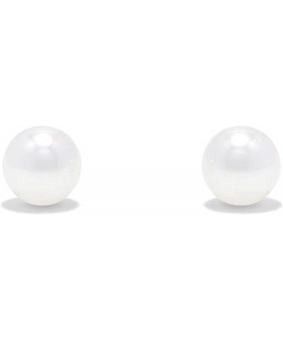 14K Gold AAAA Round White Freshwater Cultured Pearl Classic Bridal Stud Earrings - Choice of Pearl Size White Gold 6.0-6.5 mm...