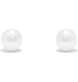 14K Gold AAAA Round White Freshwater Cultured Pearl Classic Bridal Stud Earrings - Choice of Pearl Size White Gold 6.0-6.5 mm...