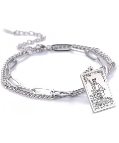 Tarot Cards Bracelet for Women Girls Astrology Divination Magic Amulet Double Layer Chain Bracelet Major Arcana Jewelry Silve...