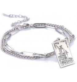 Tarot Cards Bracelet for Women Girls Astrology Divination Magic Amulet Double Layer Chain Bracelet Major Arcana Jewelry Silve...