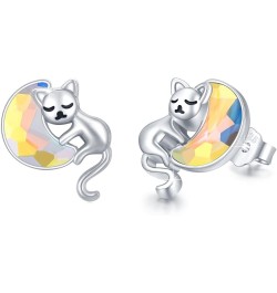 Animal Earrings S925 Sterling Silver Cat/Hedgehog/Panda/Raccoon/Sloth/Penguin/Elephant/Snake/Jellyfish Earrings Cat Stud Earr...