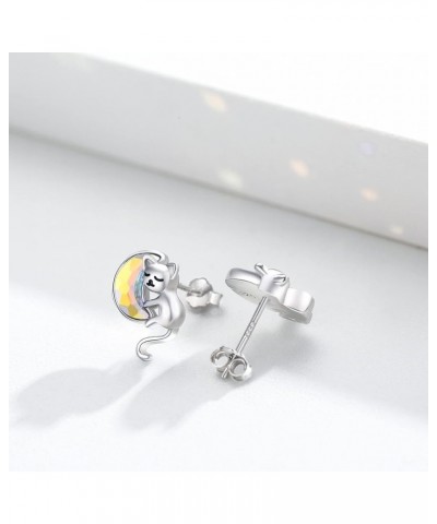 Animal Earrings S925 Sterling Silver Cat/Hedgehog/Panda/Raccoon/Sloth/Penguin/Elephant/Snake/Jellyfish Earrings Cat Stud Earr...