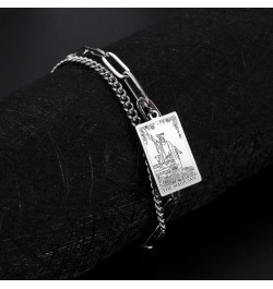 Tarot Cards Bracelet for Women Girls Astrology Divination Magic Amulet Double Layer Chain Bracelet Major Arcana Jewelry Silve...