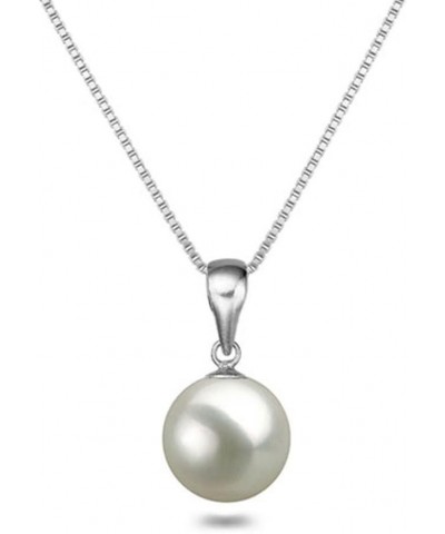 White AAA 6-10mm Akoya Cultured Pearl Pendant Necklaces 16"/18" Sterling Silver Chain Necklace Pendants 16.0 Inches 6.5-7.0mm...