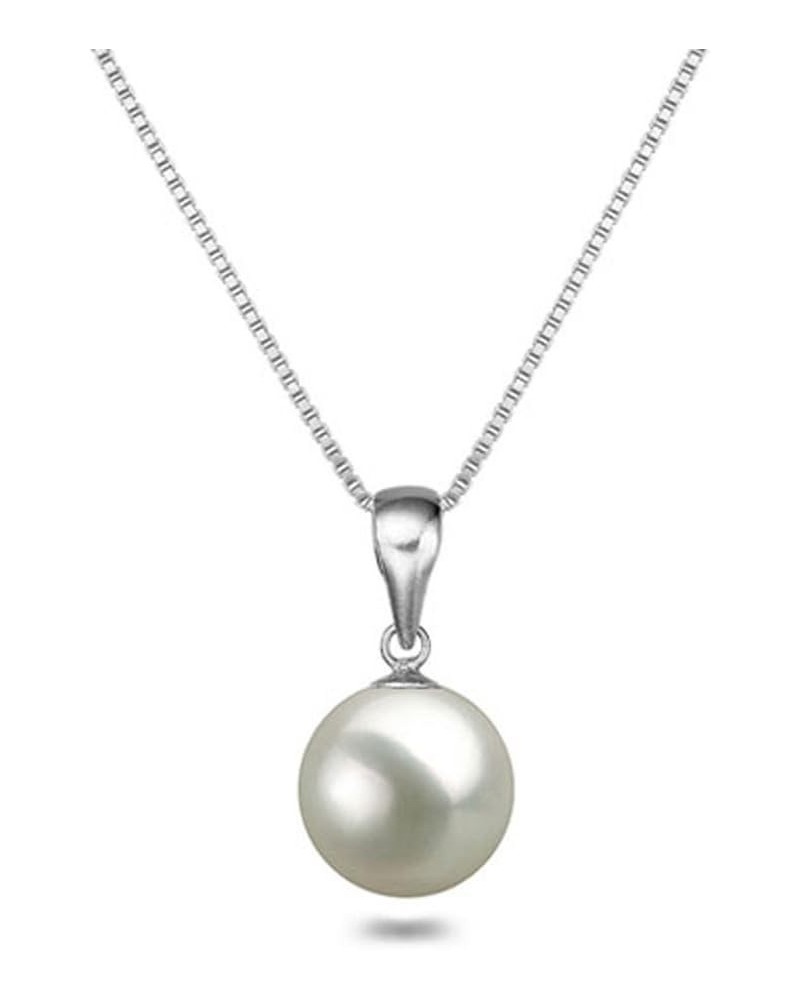 White AAA 6-10mm Akoya Cultured Pearl Pendant Necklaces 16"/18" Sterling Silver Chain Necklace Pendants 16.0 Inches 6.5-7.0mm...