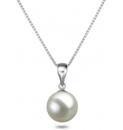 White AAA 6-10mm Akoya Cultured Pearl Pendant Necklaces 16"/18" Sterling Silver Chain Necklace Pendants 16.0 Inches 6.5-7.0mm...