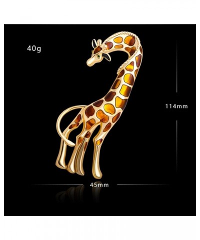 Enamel Giraffe Animal Brooch Pin for Women Men Fashion Rhinestone Gold Tone Dress Hat Costume Accessories Creative Christmas ...