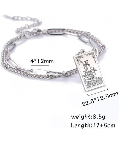 Tarot Cards Bracelet for Women Girls Astrology Divination Magic Amulet Double Layer Chain Bracelet Major Arcana Jewelry Silve...