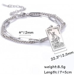 Tarot Cards Bracelet for Women Girls Astrology Divination Magic Amulet Double Layer Chain Bracelet Major Arcana Jewelry Silve...