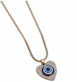 Disc Hamsa Heart Key Evil Eye Pendant Necklace Emo Evil Eye Chain Necklace Crystal Rhinestone Mal De Ojo Key Peach Fatima Pro...