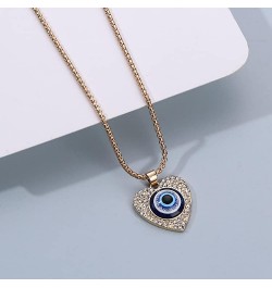 Disc Hamsa Heart Key Evil Eye Pendant Necklace Emo Evil Eye Chain Necklace Crystal Rhinestone Mal De Ojo Key Peach Fatima Pro...