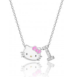 Sanrio Hello Kitty Womens Sterling Silver Letter Necklace - Enamel and Cubic Zirconia Initial Necklace Officially Licensed Le...