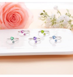 Birthstone Rings for Teen Girls Women 925 Sterling Silver Double Heart Open Adjustable Band Ring 09-September $11.88 Earrings