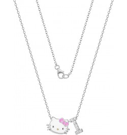 Sanrio Hello Kitty Womens Sterling Silver Letter Necklace - Enamel and Cubic Zirconia Initial Necklace Officially Licensed Le...