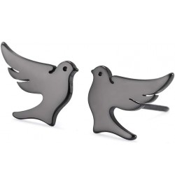 Stainless Steel Dove Stud Earrings Tiny Bird Animal Lucky Jewelry for Women Girls Birthday Gift black $8.43 Earrings