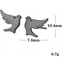 Stainless Steel Dove Stud Earrings Tiny Bird Animal Lucky Jewelry for Women Girls Birthday Gift black $8.43 Earrings