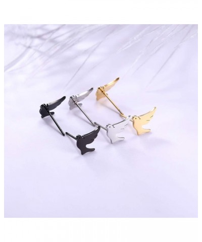 Stainless Steel Dove Stud Earrings Tiny Bird Animal Lucky Jewelry for Women Girls Birthday Gift black $8.43 Earrings