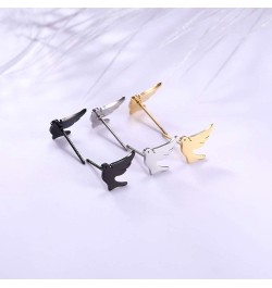 Stainless Steel Dove Stud Earrings Tiny Bird Animal Lucky Jewelry for Women Girls Birthday Gift black $8.43 Earrings