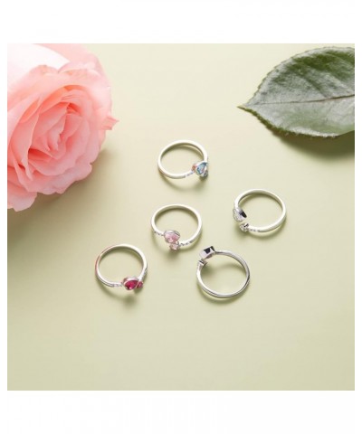 Birthstone Rings for Teen Girls Women 925 Sterling Silver Double Heart Open Adjustable Band Ring 09-September $11.88 Earrings