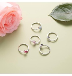 Birthstone Rings for Teen Girls Women 925 Sterling Silver Double Heart Open Adjustable Band Ring 09-September $11.88 Earrings