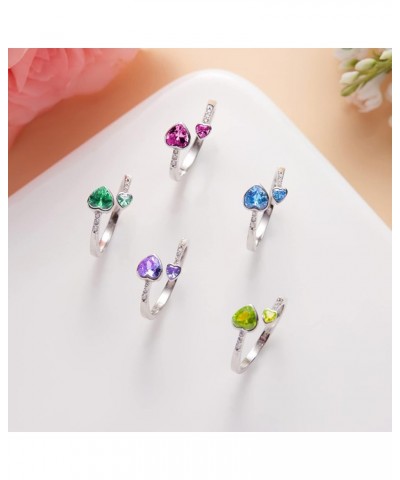 Birthstone Rings for Teen Girls Women 925 Sterling Silver Double Heart Open Adjustable Band Ring 09-September $11.88 Earrings