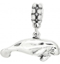 Sterling Silver Oxidized Dangling European Flat Sea Cow Manatee Bead Charm $11.97 Bracelets