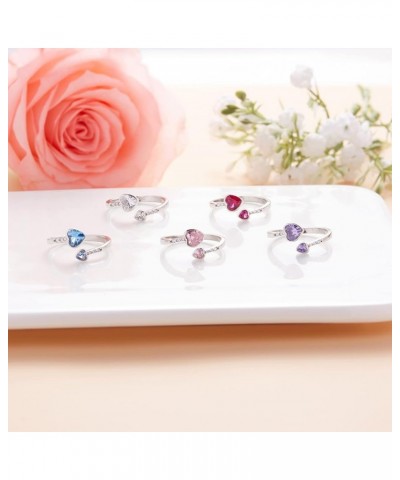 Birthstone Rings for Teen Girls Women 925 Sterling Silver Double Heart Open Adjustable Band Ring 09-September $11.88 Earrings