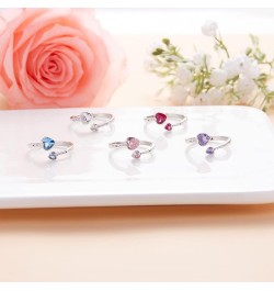 Birthstone Rings for Teen Girls Women 925 Sterling Silver Double Heart Open Adjustable Band Ring 09-September $11.88 Earrings