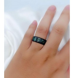 His and Her Couple Rings Black Matching Ring 1.5ct Green CZ Women Wedding Ring Sets for Him and Her women's size 6 & men's si...