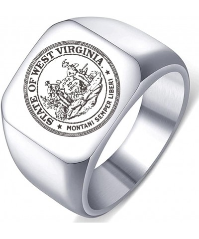 Stainless Steel Seal State West Virginia Vintage Mens Womens Engraved Symbol Trible Jewelry Ring 1.Silver 17MMx18MM $5.67 Rings