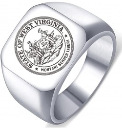 Stainless Steel Seal State West Virginia Vintage Mens Womens Engraved Symbol Trible Jewelry Ring 1.Silver 17MMx18MM $5.67 Rings