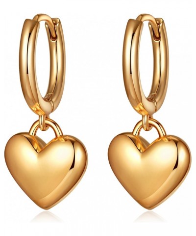 Gold Heart Huggie Hoop Earrings for Women Trendy 18k Statement Heart Shaped Hoop Earring for Girls Jewelry (02Gold-Hoop Heart...