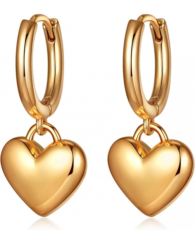 Gold Heart Huggie Hoop Earrings for Women Trendy 18k Statement Heart Shaped Hoop Earring for Girls Jewelry (02Gold-Hoop Heart...