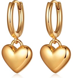 Gold Heart Huggie Hoop Earrings for Women Trendy 18k Statement Heart Shaped Hoop Earring for Girls Jewelry (02Gold-Hoop Heart...