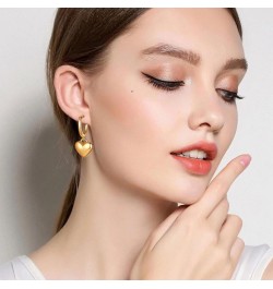 Gold Heart Huggie Hoop Earrings for Women Trendy 18k Statement Heart Shaped Hoop Earring for Girls Jewelry (02Gold-Hoop Heart...