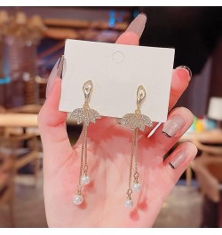 Dancing Girl Earrings Cubic Zirconia Rhinestone Ballerina Drop Dangle Earrings for Women Jewelry $8.25 Earrings