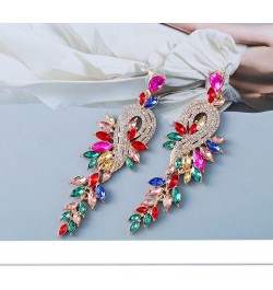 Long Art Deco Chandelier Earrings For Women Trendy, Sparkly Dangling Rhinestone Ribbon Marquise Crystal Cluster Statement Dan...