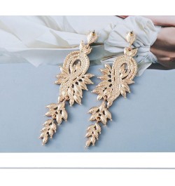 Long Art Deco Chandelier Earrings For Women Trendy, Sparkly Dangling Rhinestone Ribbon Marquise Crystal Cluster Statement Dan...