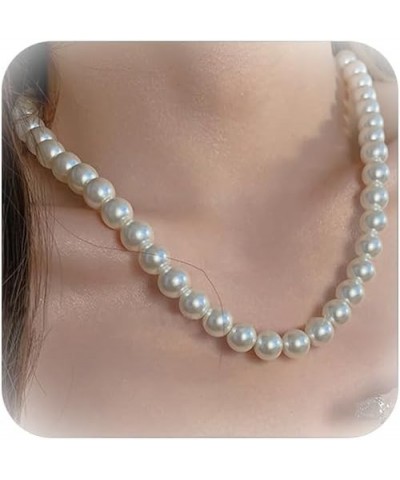 Pearl Necklaces for Women Cream White Round Imitation Pearl Choker Brides Wedding Prom White Pearl Necklace Adjustable Chain ...