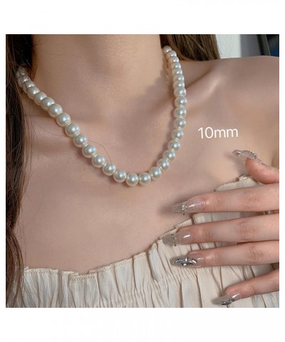 Pearl Necklaces for Women Cream White Round Imitation Pearl Choker Brides Wedding Prom White Pearl Necklace Adjustable Chain ...