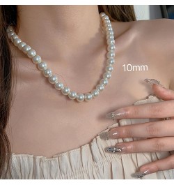 Pearl Necklaces for Women Cream White Round Imitation Pearl Choker Brides Wedding Prom White Pearl Necklace Adjustable Chain ...