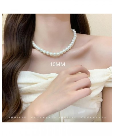 Pearl Necklaces for Women Cream White Round Imitation Pearl Choker Brides Wedding Prom White Pearl Necklace Adjustable Chain ...