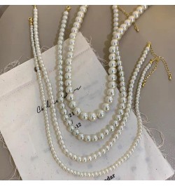 Pearl Necklaces for Women Cream White Round Imitation Pearl Choker Brides Wedding Prom White Pearl Necklace Adjustable Chain ...