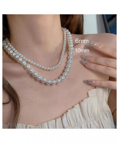 Pearl Necklaces for Women Cream White Round Imitation Pearl Choker Brides Wedding Prom White Pearl Necklace Adjustable Chain ...